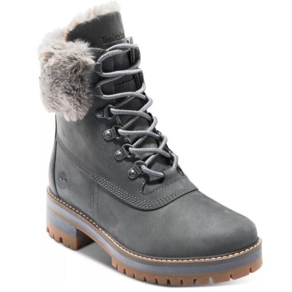 Timberland Gray Fur-Trim Waterproof Winter Boot